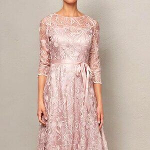 Alex Evenings Women's Tea Length A-Line Embroidered Cocktail Dress 16 Petite